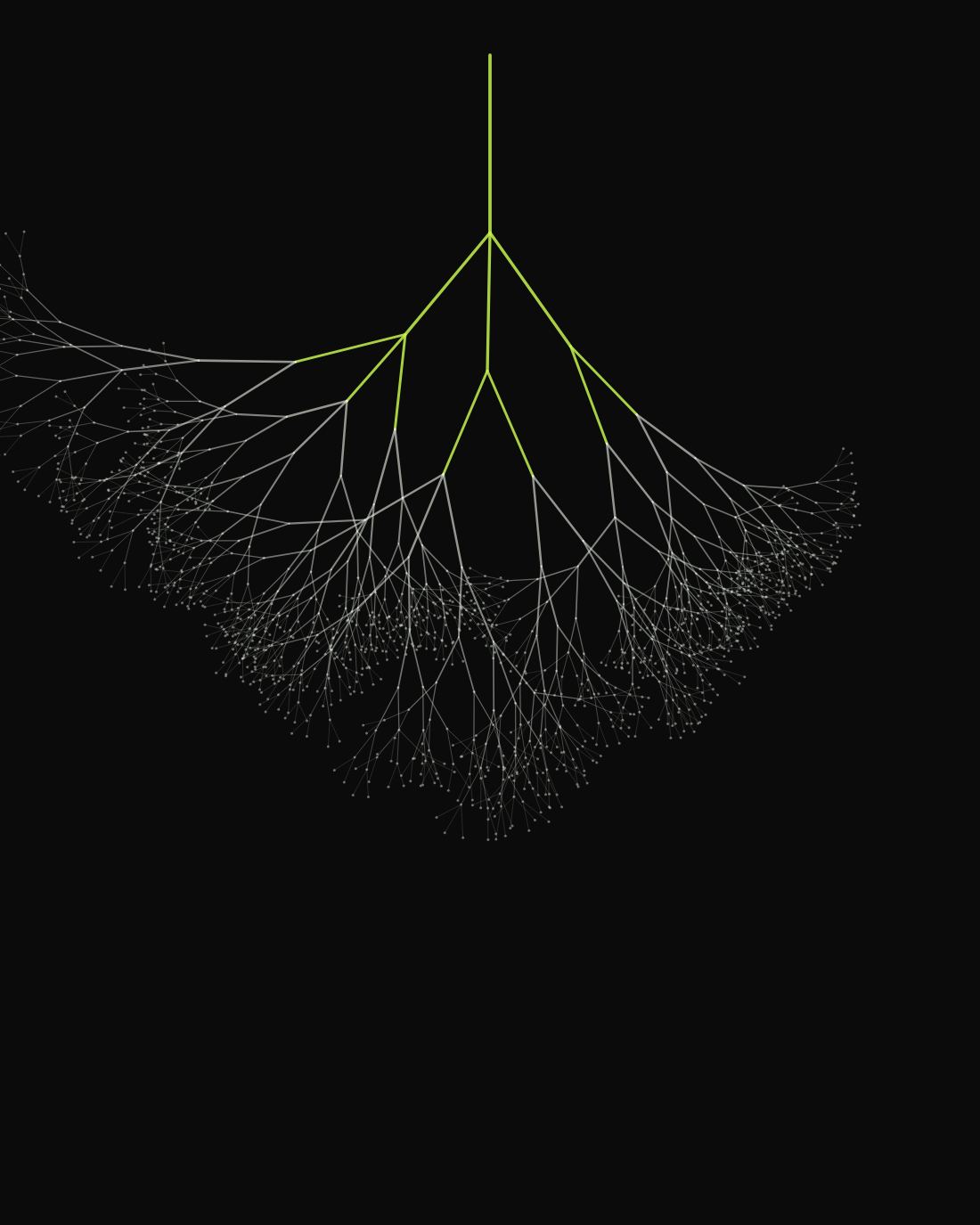 Generated plate: one branch failing outward into many