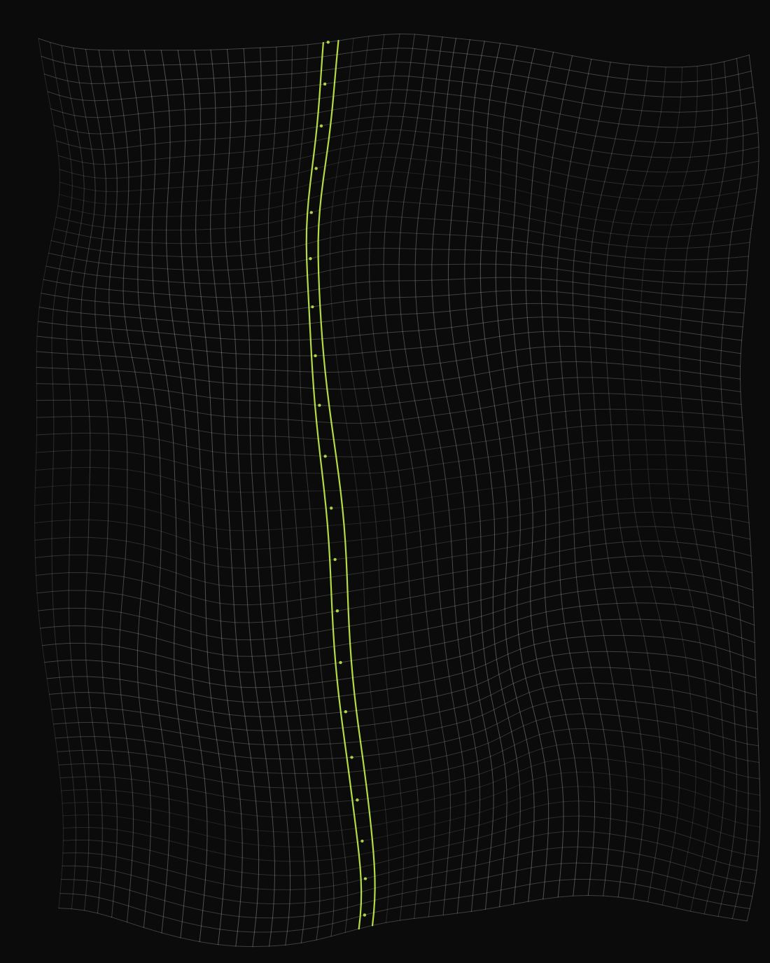 Generated plate: a structured grid pulled out of true along one seam